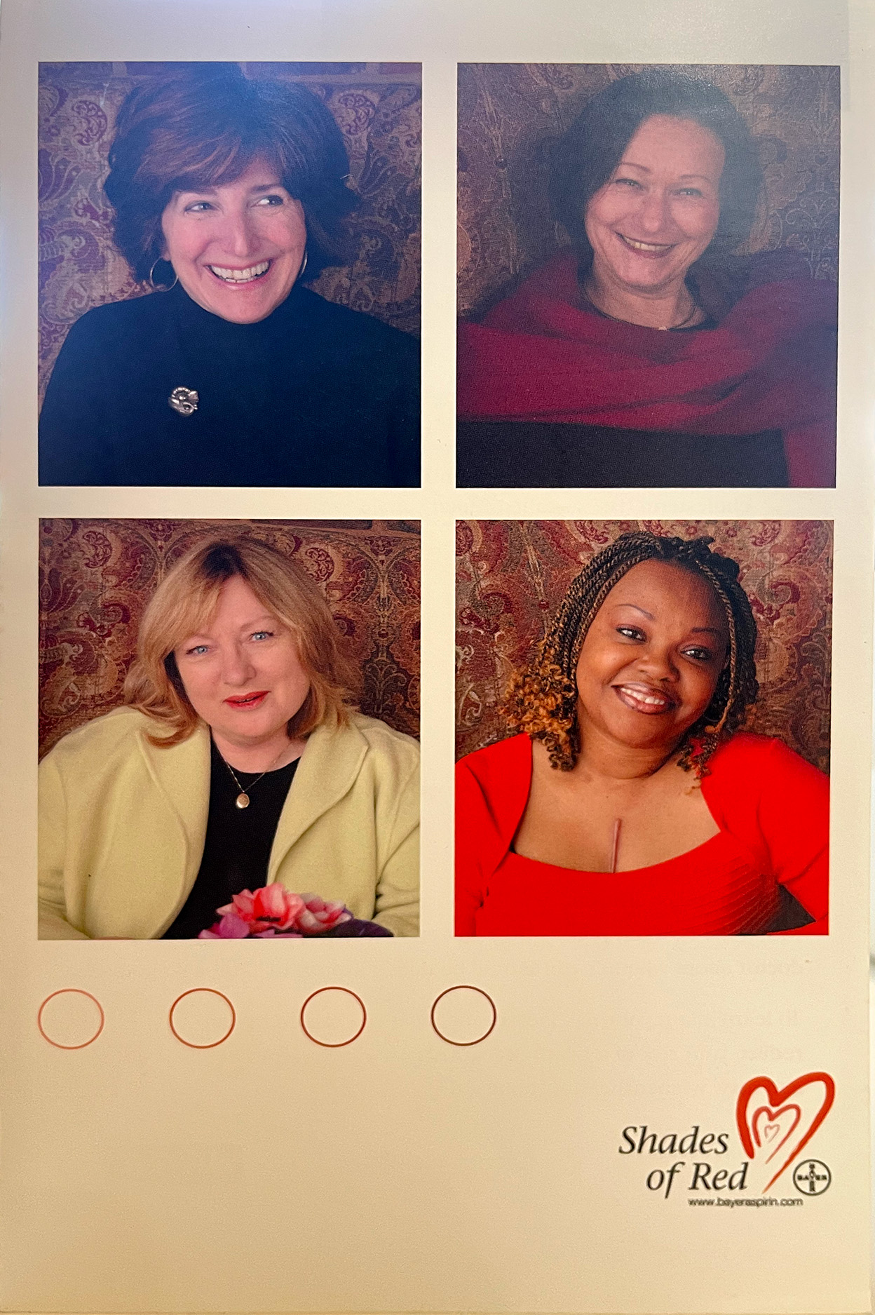 Four women photographed for the Shades of Red brochure