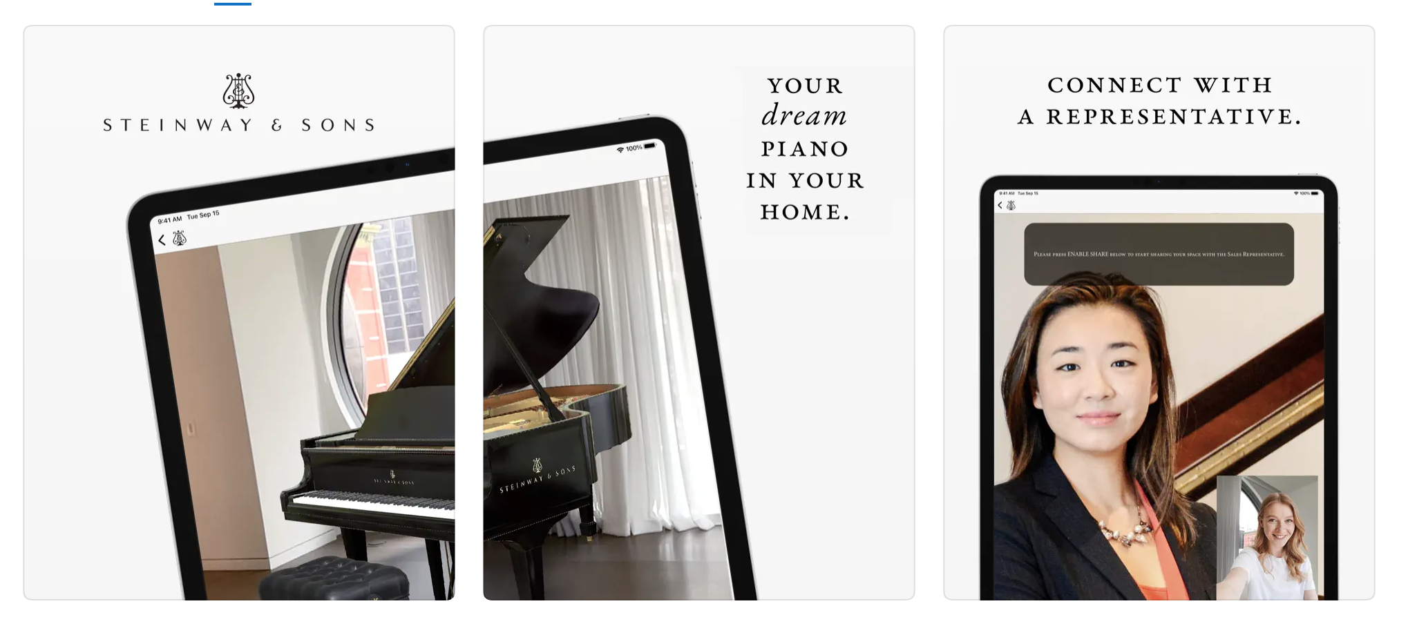 Steinway Room View App Store feature graphic